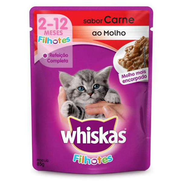 Whiskas Sachê Carne para Gatos Filhotes